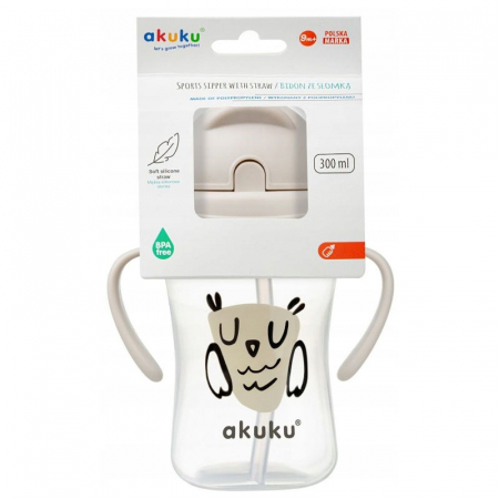Cana cu pai din silicon 300 ml Akuku A0204, Bej [2]