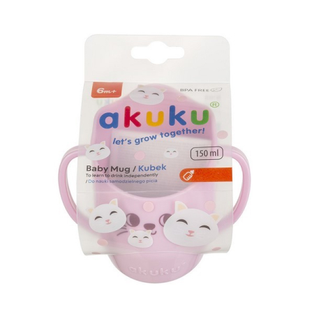 Cana ergonomica pentru copii, pentru a invata sa bea, 150 ml Akuku, A0696, Roz [3]