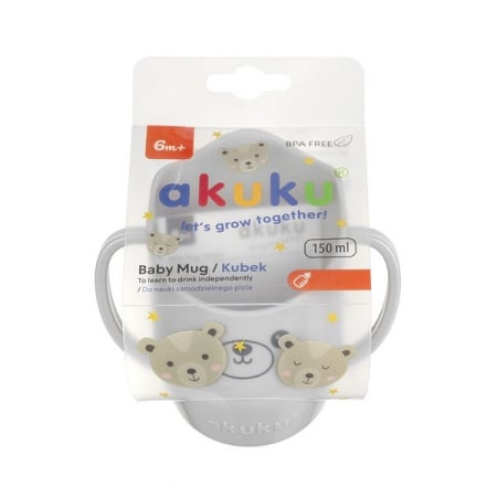 Cana ergonomica pentru copii, pentru a invata sa bea, 150 ml Akuku, A0695, Gri [3]