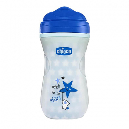 Biberoane si tetine - Cana izolatoare Shiny Cup Glow in The Dark Chicco 266 ml 121526, Albastru