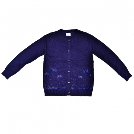 Îmbrăcăminte fete - Cardigan cu maneca lunga pentru fete Mini Junior CRDMJ-5, Bleumarin