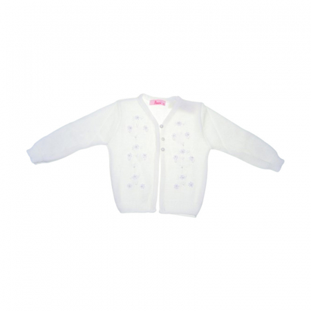 Îmbrăcăminte fete - Cardigan cu maneca lunga pentru fete Mini Junior CRDMJ-A, Alb