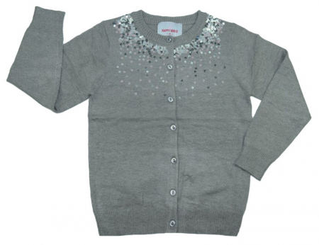 Îmbrăcăminte fete - Cardigan cu maneca lunga pentru fete Happy House BL-270G-128, Gri