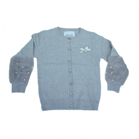 Îmbrăcăminte fete - Cardigan cu maneca lunga pentru fete Happy House BL-295G-104, Gri