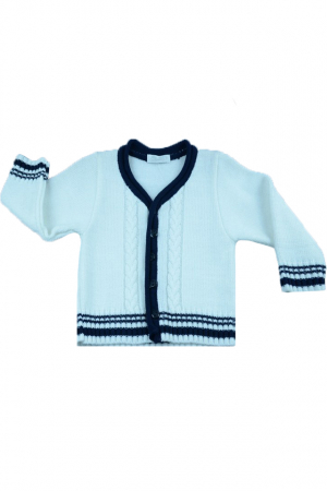 Cardigane si pulovere baieti - Cardigan cu maneca lunga pentru baieti Christopher Baby Club CCB1-80-cm, Alb