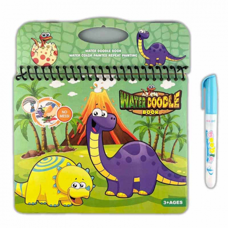 Jocuri si jucarii educative - Carte de colorat cu apa reutilizabila si stilou magic Doodle Water Book Toys 050623-1, Multicolor