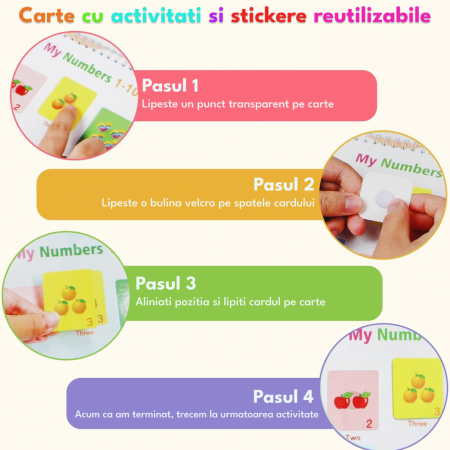 Carte Montessori RCO cu multiple activitati prescolare, stickere reutilizabile, in limba engleza, 32 de pagini, 3-6 ani, CC104 [2]