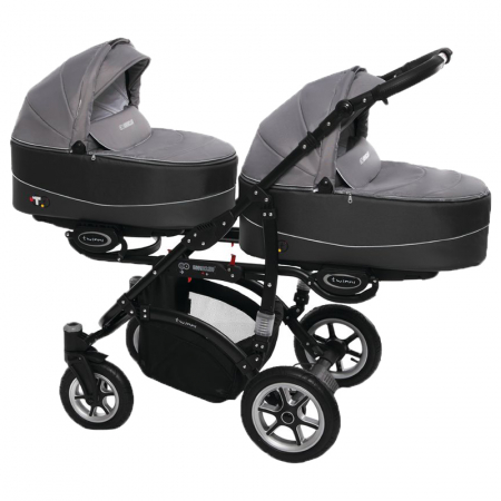 Carucioare - Carucior 3 in 1 pentru gemeni BabyActive Twinni CGBA-1G-1, Gri