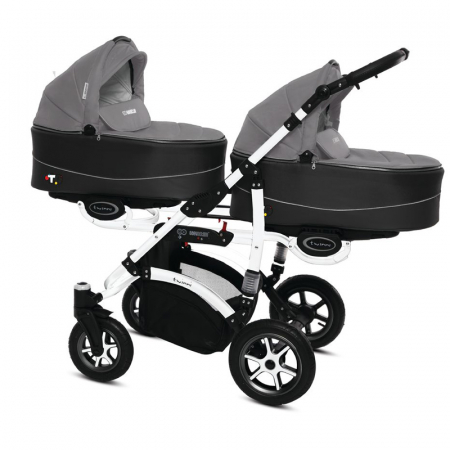 Carucioare - Carucior 3 in 1 pentru gemeni BabyActive Twinni TWTT-5, Gri