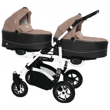 Carucioare - Carucior 3 in 1 pentru gemeni BabyActive Twinni CGBA-1M-1, Maro
