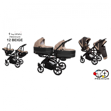 Carucior 3 in 1 pentru gemeni BabyActive Twinni CGBA-1M-2, Bej [5]