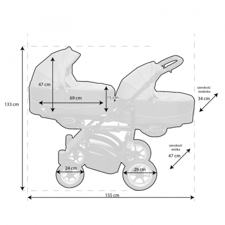 Carucior 3 in 1 pentru gemeni BabyActive Twinni TWTT-4, Rosu [3]