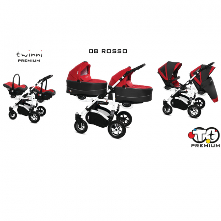 Carucior 3 in 1 pentru gemeni BabyActive Twinni TWTT-4, Rosu [4]