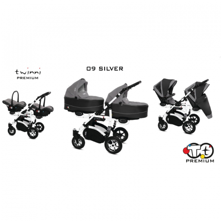 Carucior 3 in 1 pentru gemeni BabyActive Twinni TWTT-5, Gri [4]
