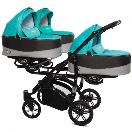 Carucioare pentru tripleti - Carucior 3 in 1 pentru tripleti BabyActive Trippy TWN-05, Albastru