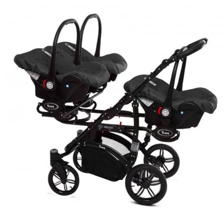 Carucior 3 in 1 pentru tripleti BabyActive Trippy TWN-02, Negru [1]