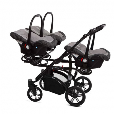 Carucior 3 in 1 pentru tripleti BabyActive Trippy TWN-03, Gri [1]