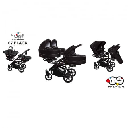 Carucior 3 in 1 pentru tripleti BabyActive Trippy TWN-02, Negru [8]