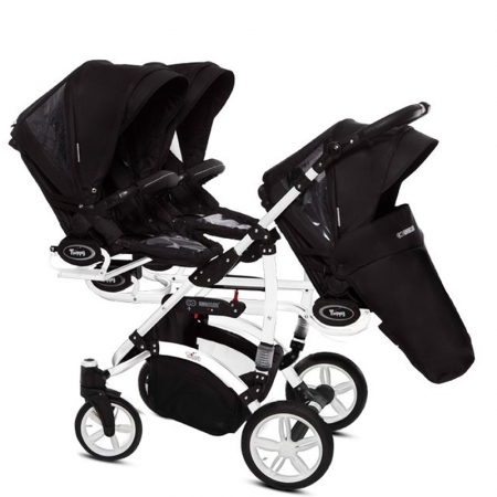 Carucior 3 in 1 pentru tripleti BabyActive Trippy TWN-02, Negru [1]