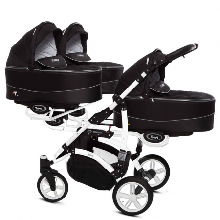 Carucioare pentru tripleti - Carucior 3 in 1 pentru tripleti BabyActive Trippy TWN-02, Negru