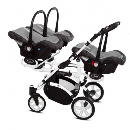 Carucior 3 in 1 pentru tripleti BabyActive Trippy TWN-03G, Gri [1]