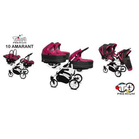 Carucior 3 in 1 pentru tripleti BabyActive Trippy TWN-04R, Roz [8]