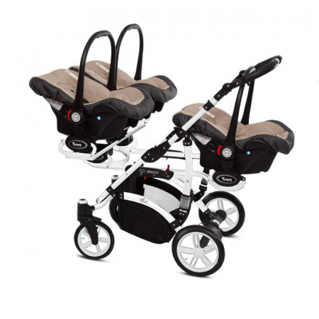 Carucior 3 in 1 pentru tripleti BabyActive Trippy TWN-06B, Bej [1]