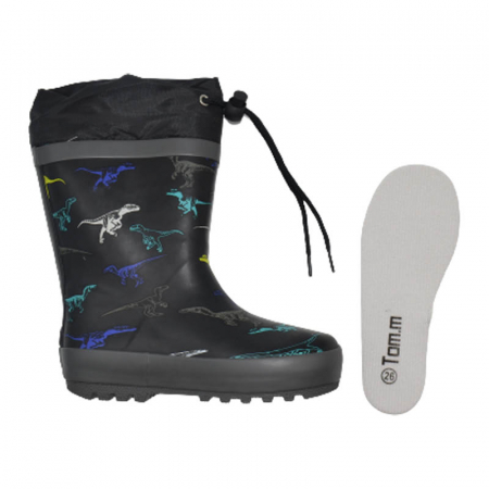 Cizme captusite din cauciuc pentru baieti Tom Miki T-10587-B, Negru [2]
