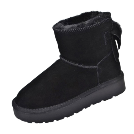 Încălțaminte fete - Cizme din piele, impermeabile si imblanite pentru fete, American Club CY185N-32, Negru