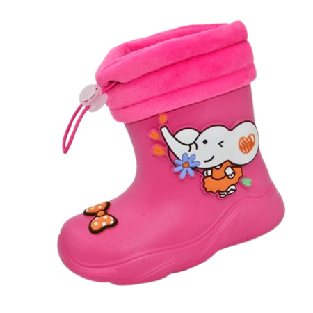 Cizme de cauciuc fete - Cizme din spuma EVA, cu soseta detasabila, pentru fete, Apawwa J386F-23, Fucsia