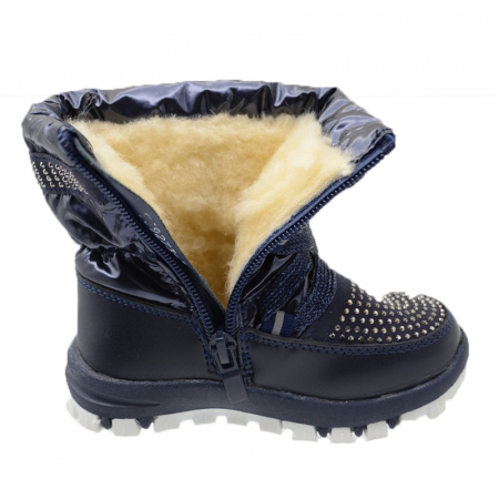 Cizme imblanite pentru fete Bessky TJ9273-1-22, Bleumarin [2]