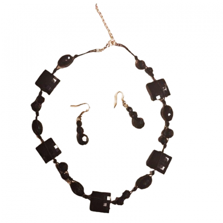 Marochinarie - Set colier si cercei din margele pentru dama Mini junior MJ050624-20, Negru