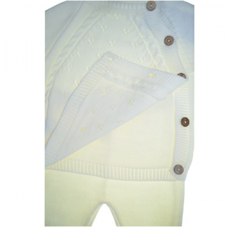 Compleu tricotat 2 piese bluza cu maneca lunga si pantaloni pentru copii Sevgi SVR1411C, Crem [1]