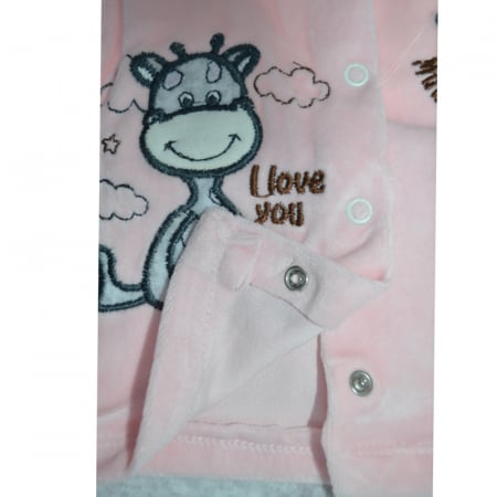Compleu 3 piese bluza cu maneca lunga, caciula si  pantaloni pentru fete Nana 20541, Roz [4]