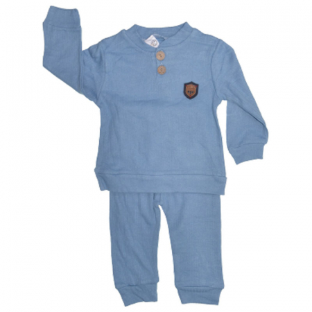 Compleuri baieti maneca lunga - Compleu 2 piese bluza cu maneca lunga si pantaloni pentru baieti melish bebe 020823-1, Albastru