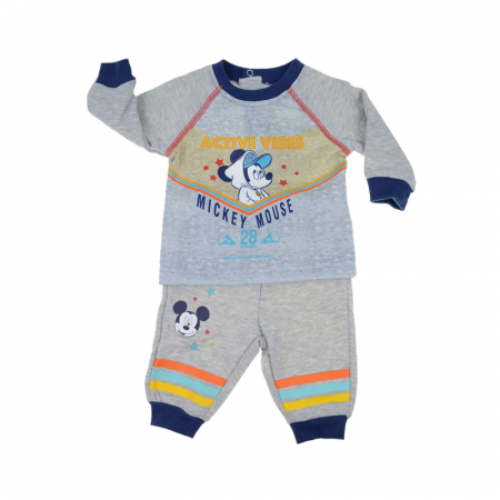 Compleuri baieti maneca lunga - Compleu 2 piese bluza si pantaloni pentru baieti E Plus M Mickey Mouse 65-74G-68-cm, Gri