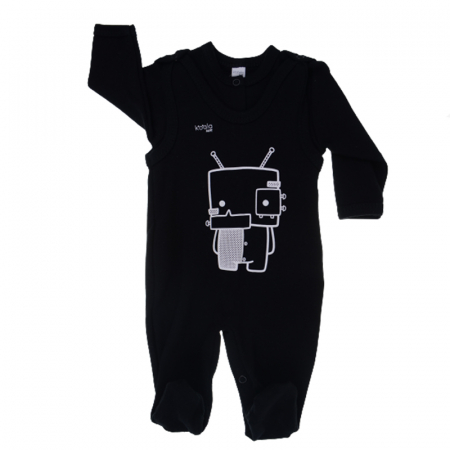 Compleuri baieti maneca lunga - Compleu 2 piese salopeta si bluza pentru baieti Koala 06-615, Negru