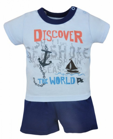 Compleuri baieti de vara - Compleu 2 piese de vara pentru baieti Koala Discover 3002B1, Bleumarin