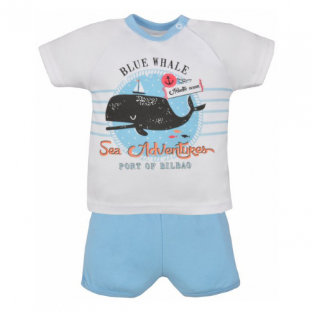 Compleuri baieti de vara - Compleu 2 piese de vara pentru baieti Koala Moby Dick 04-965A_80 cm, Alb
