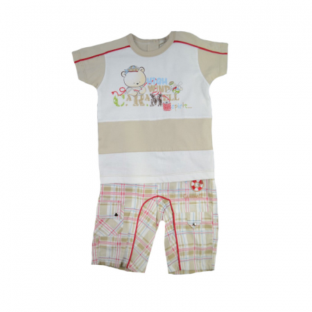 Compleuri baieti de vara - Compleu 2 piese de vara pentru baieti Caramell 90-74B_74 cm, Bej