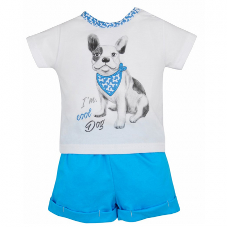 Compleuri baieti de vara - Compleu 2 piese de vara pentru baieti Koala Cool Dog 05-219A_74 cm, Alb