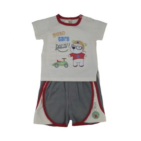 Compleuri baieti de vara - Compleu 2 piese de vara pentru baieti Koala Formula 04-037C_68 cm, Crem