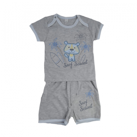 Compleuri baieti de vara - Compleu 2 piese de vara pentru baieti Koala Surfing 2466G_68 cm, Gri