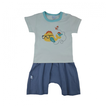 Compleuri baieti de vara - Compleu 2 piese de vara pentru baieti Koala Wielorybek 04-335_80 cm, Turcoaz