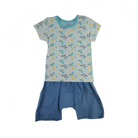 Compleuri baieti de vara - Compleu 2 piese de vara pentru baieti Koala Wielorybek 04-337T_74 cm, Turcoaz