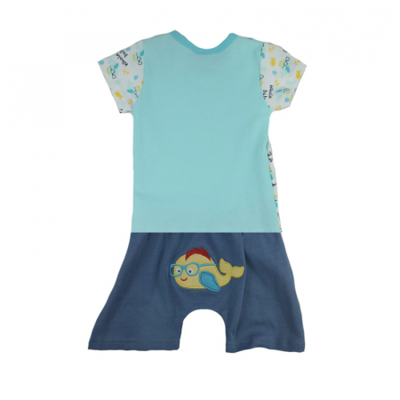 Compleu 2 piese de vara pentru baieti Koala Wielorybek 04-337T_74 cm, Turcoaz [1]