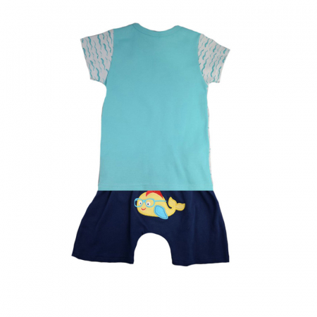 Compleu 2 piese de vara pentru baieti Koala Wielorybek 04-338_86 cm, Turcoaz [1]