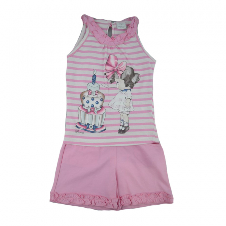 Compleuri fete de vara - Compleu 2 piese de vara pentru fete Baby Rose 68-80R_80 cm, Roz