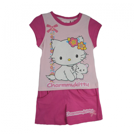 Compleuri fete de vara - Compleu 2 piese de vara pentru fete Charmy Kitty V12F2001_92 cm, Roz