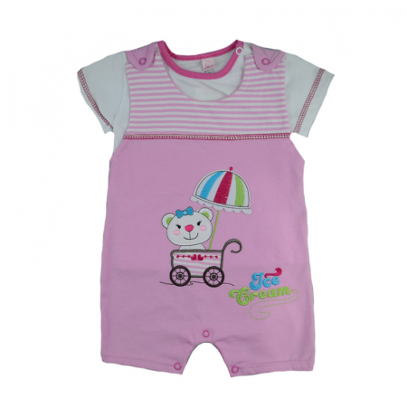 Compleuri fete de vara - Compleu 2 piese de vara pentru fete Koala Ice Cream 04-369_68 cm, Roz